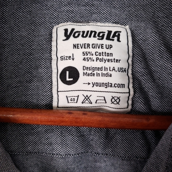 YoungLA Slim Fit Athletic Button Down Long Sleeve Dress Shirt Men L - Picture 3 of 8
